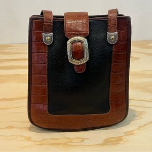 Black & Brown Brighton Purse, Shoulder Strap, Some Wear. Button And Zipper